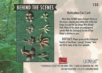 1993 Cardz The World Famous San Diego Zoo Animals of the Wild #100 Horticulture Fact Card Back