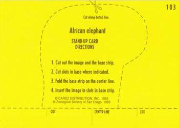 1993 Cardz The World Famous San Diego Zoo Animals of the Wild #103 African elephant Back