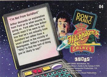 1994 Cardz The Hitchhiker's Guide to the Galaxy #4 I'm Not From Guildford Back