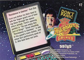 1994 Cardz The Hitchhiker's Guide to the Galaxy #17 Resistance Is Useless Part One Back