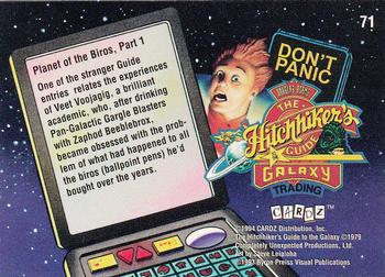 1994 Cardz The Hitchhiker's Guide to the Galaxy #71 Planet of the Biros, Part 1 Back
