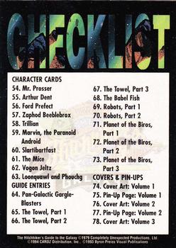 1994 Cardz The Hitchhiker's Guide to the Galaxy #100 Checklist Front