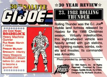 1994 Comic Images G.I. Joe 30 Year Salute #23 1988 Rolling Thunder Back