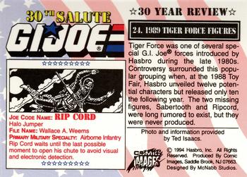 1994 Comic Images G.I. Joe 30 Year Salute #24 1989 Tiger Force Figures Back