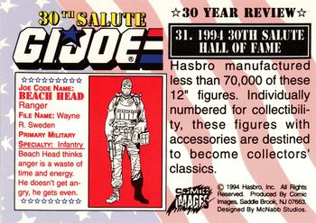 1994 Comic Images G.I. Joe 30 Year Salute #31 1994 30th Salute Hall of Fame Back