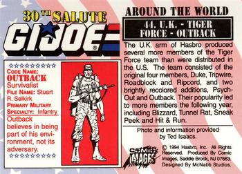 1994 Comic Images G.I. Joe 30 Year Salute #44 U.K. - Tiger Force - Outback Back