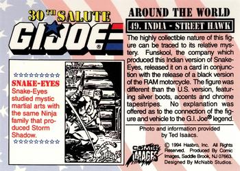 1994 Comic Images G.I. Joe 30 Year Salute #49 India - Street Hawk Back