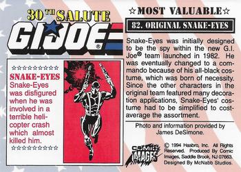 1994 Comic Images G.I. Joe 30 Year Salute #82 Original Snake-Eyes Back