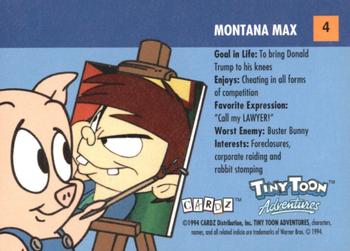 1994 Cardz Tiny Toon Adventures #4 Montana Max Back