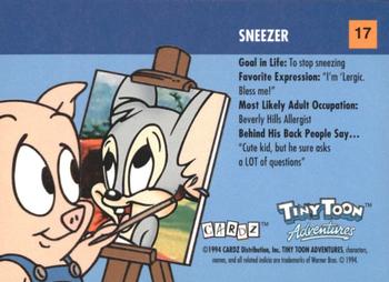 1994 Cardz Tiny Toon Adventures #17 Sneezer Back