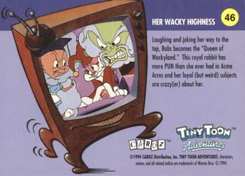 1994 Cardz Tiny Toon Adventures #46 Queen of Wackyland Back