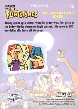 1994 Cardz Return of the Flintstones #16 Barney comes up a winner when his prose Back