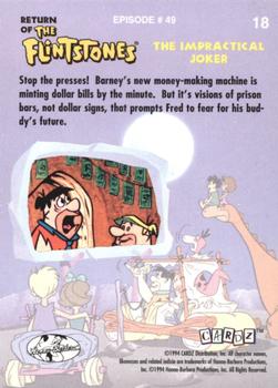 1994 Cardz Return of the Flintstones #18 Stop the presses! Barney's new money-mak Back