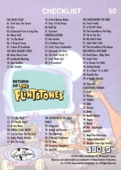 1994 Cardz Return of the Flintstones #50 Checklist Back