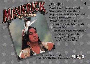 1994 Cardz Maverick Movie #4 Joseph Back