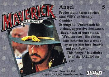 1994 Cardz Maverick Movie #5 Angel Back
