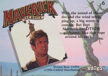 1994 Cardz Maverick Movie #6 With the sound of thunder Back