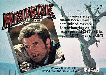 1994 Cardz Maverick Movie #17 The runawsay stage has Back