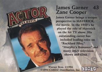 1994 Cardz Maverick Movie #43 James Garner - Zane Cooper Back