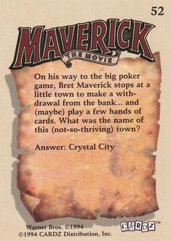 1994 Cardz Maverick Movie #52 On his way to the big poker Back