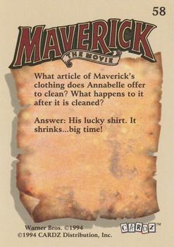 1994 Cardz Maverick Movie #58 What article of Maverick's clothing Back