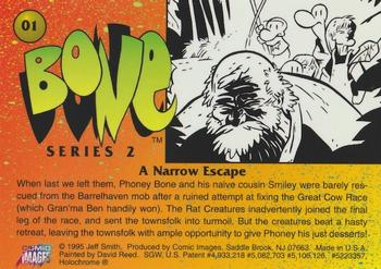 1995 Comic Images Bone Series 2 All-Chromium #1 A Narrow Escape Back