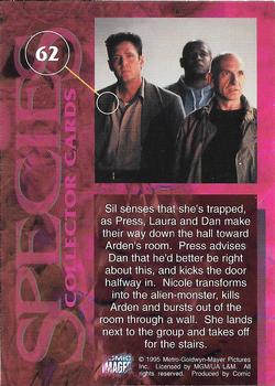 1995 Comic Images Species #62 Sil senses that she's trapped, as Press, Laura and Dan... Back