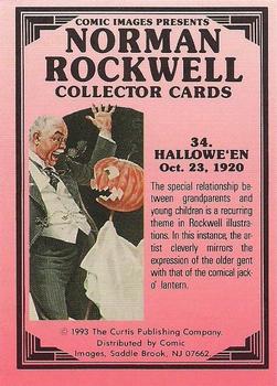1993 Comic Images Norman Rockwell Saturday Evening Post #34 Hallowe'en Back