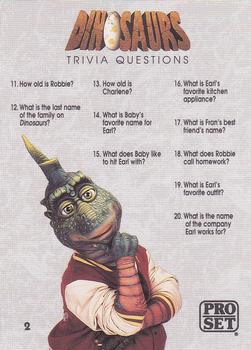 1992 Pro Set Dinosaurs - Trivia Questions #2 Trivia Questions 11-20 Front