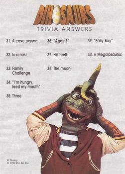 1992 Pro Set Dinosaurs - Trivia Questions #4 Trivia Questions 31-40 Back