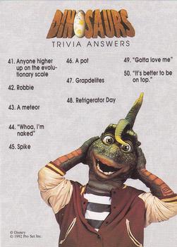 1992 Pro Set Dinosaurs - Trivia Questions #5 Trivia Questions 41-50 Back