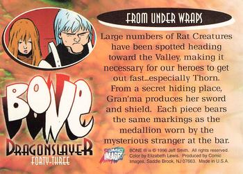 1996 Comic Images Bone 3 Dragonslayer #43 From under Wraps Back