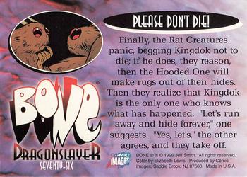 1996 Comic Images Bone 3 Dragonslayer #76 Please Don't Die! Back