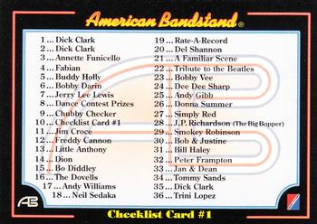 1993 Collect-A-Card American Bandstand #10 Checklist Card #1 Front