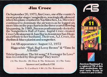 1993 Collect-A-Card American Bandstand #11 Jim Croce Back