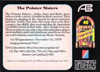1993 Collect-A-Card American Bandstand #40 The Pointer Sisters Back