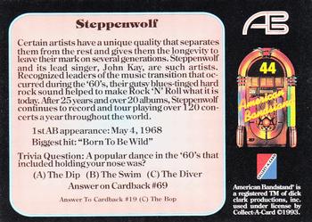 1993 Collect-A-Card American Bandstand #44 Steppenwolf Back