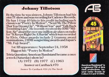 1993 Collect-A-Card American Bandstand #45 Johnny Tillotson Back