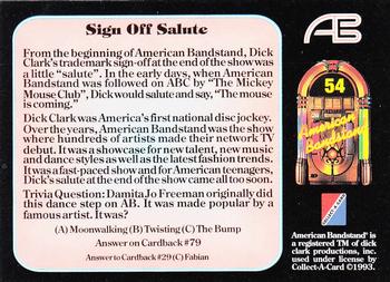 1993 Collect-A-Card American Bandstand #54 Sign off salute Back