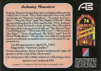 1993 Collect-A-Card American Bandstand #74 Johnny Maestro Back