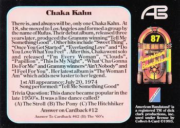 1993 Collect-A-Card American Bandstand #87 Chaka Khan Back