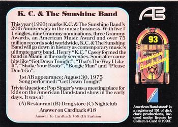 1993 Collect-A-Card American Bandstand #93 K.C. & The Sunshine Band Back
