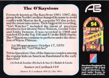 1993 Collect-A-Card American Bandstand #94 The O'Kaysions Back