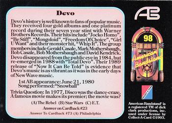 1993 Collect-A-Card American Bandstand #98 Devo Back