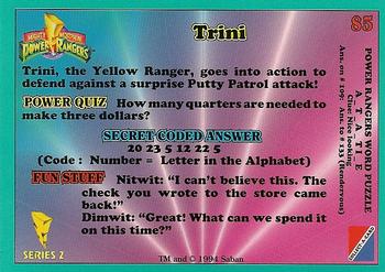 1994 Collect-A-Card Mighty Morphin Power Rangers (Walmart) #85 Trini Back