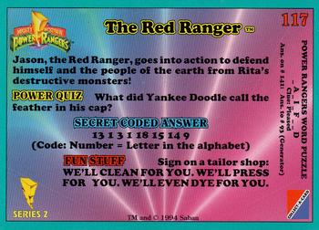 1994 Collect-A-Card Mighty Morphin Power Rangers (Walmart) #117 The Red Ranger Back