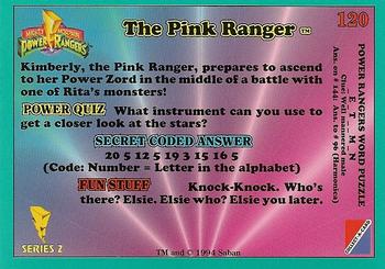1994 Collect-A-Card Mighty Morphin Power Rangers (Walmart) #120 The Pink Ranger Back