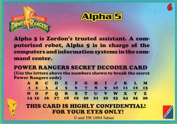 1994 Collect-A-Card Mighty Morphin Power Rangers (Walmart) #6 Alpha 5 Back