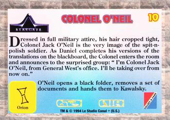 1994 Collect-A-Card Stargate #10 Colonel O'Neil Back