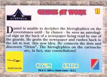 1994 Collect-A-Card Stargate #11 Genius at Work Back